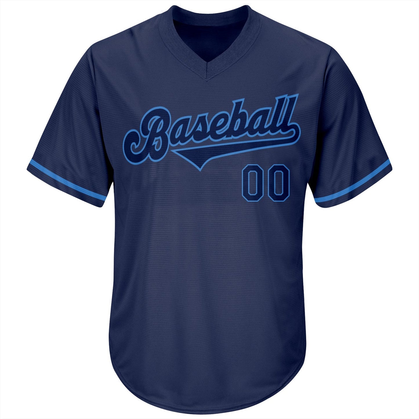 Custom Navy Navy-Powder Blue Authentic Throwback Rib-Knit Baseball Jersey Shirt baseball jersey product view 2