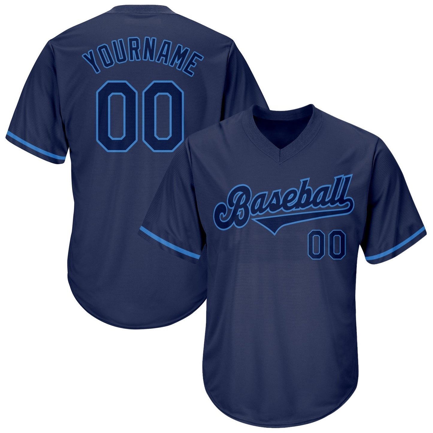 Custom Navy Navy-Powder Blue Authentic Throwback Rib-Knit Baseball Jersey Shirt baseball jersey product view 1