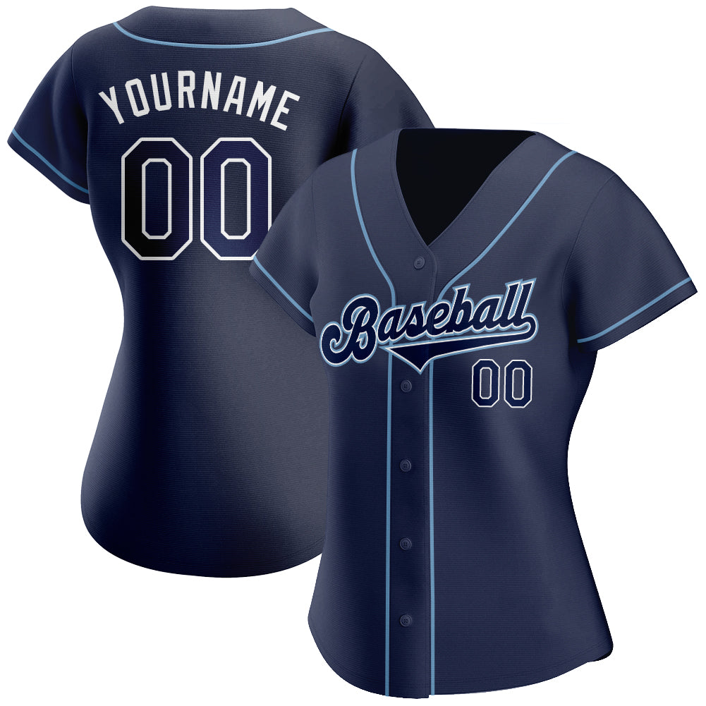 Custom Navy Navy-Powder Blue Authentic Baseball Jersey baseball jersey product view 2