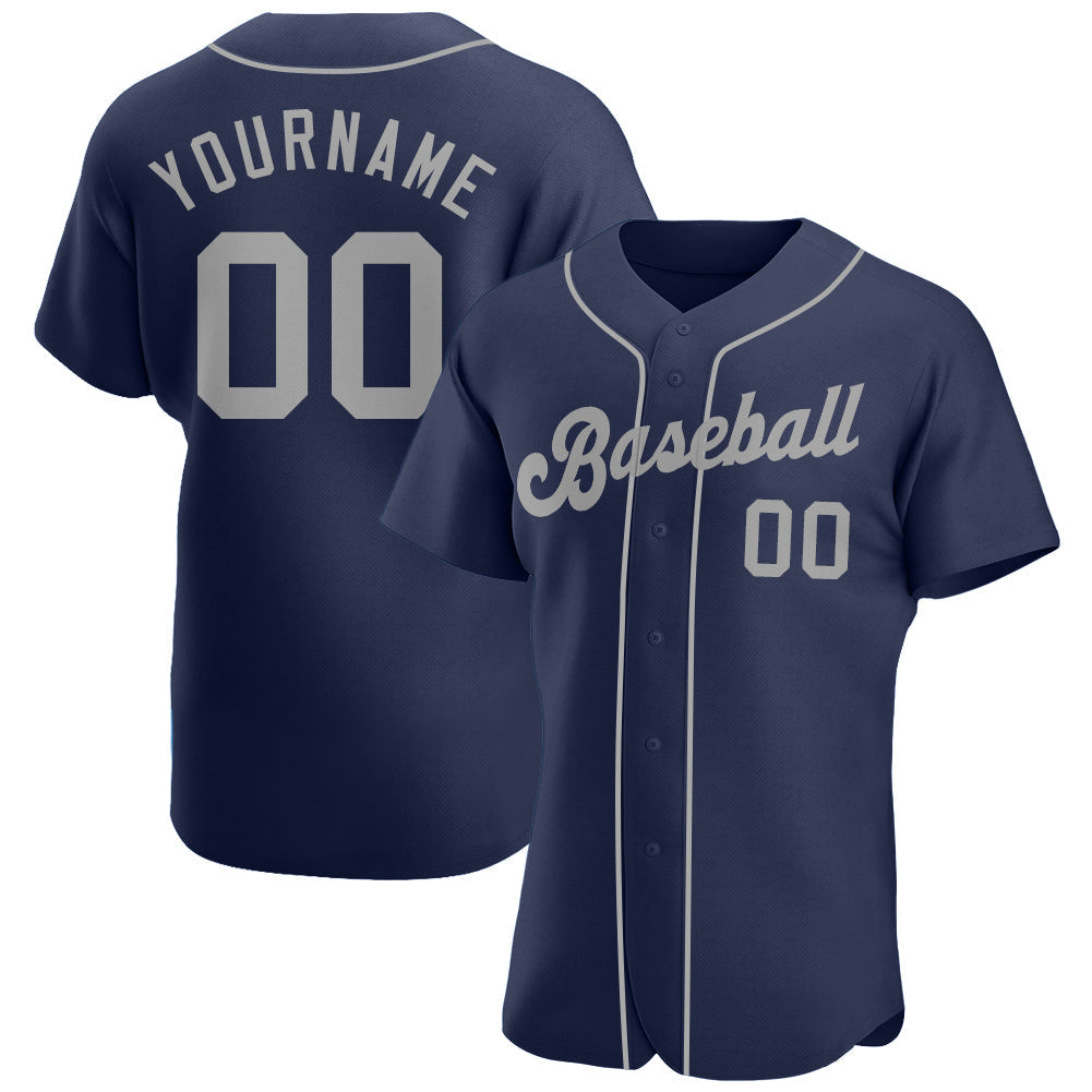 Custom Navy Gray Authentic Baseball Jersey baseball jersey product view 1