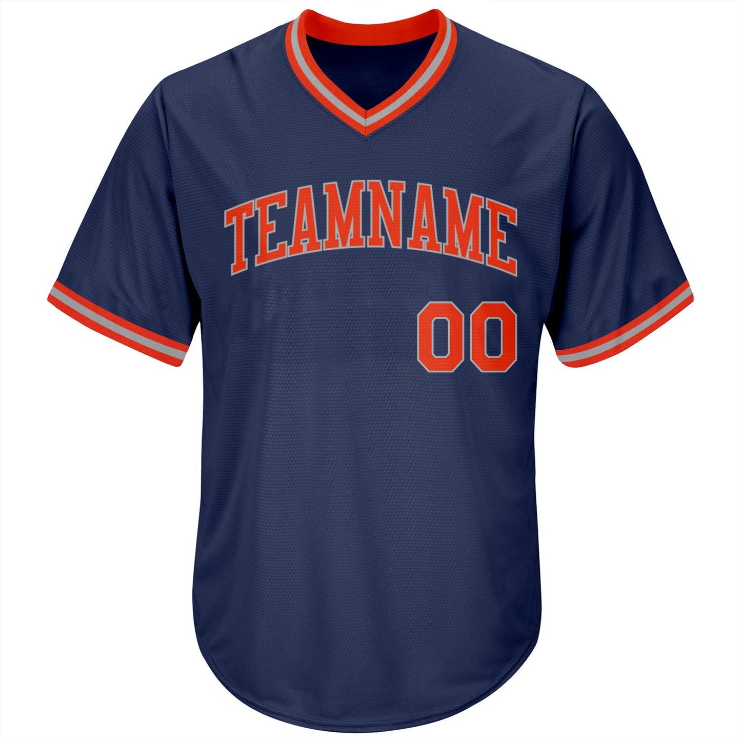 Custom Navy Orange-Gray Authentic Throwback Rib-Knit Baseball Jersey Shirt baseball jersey product view 2