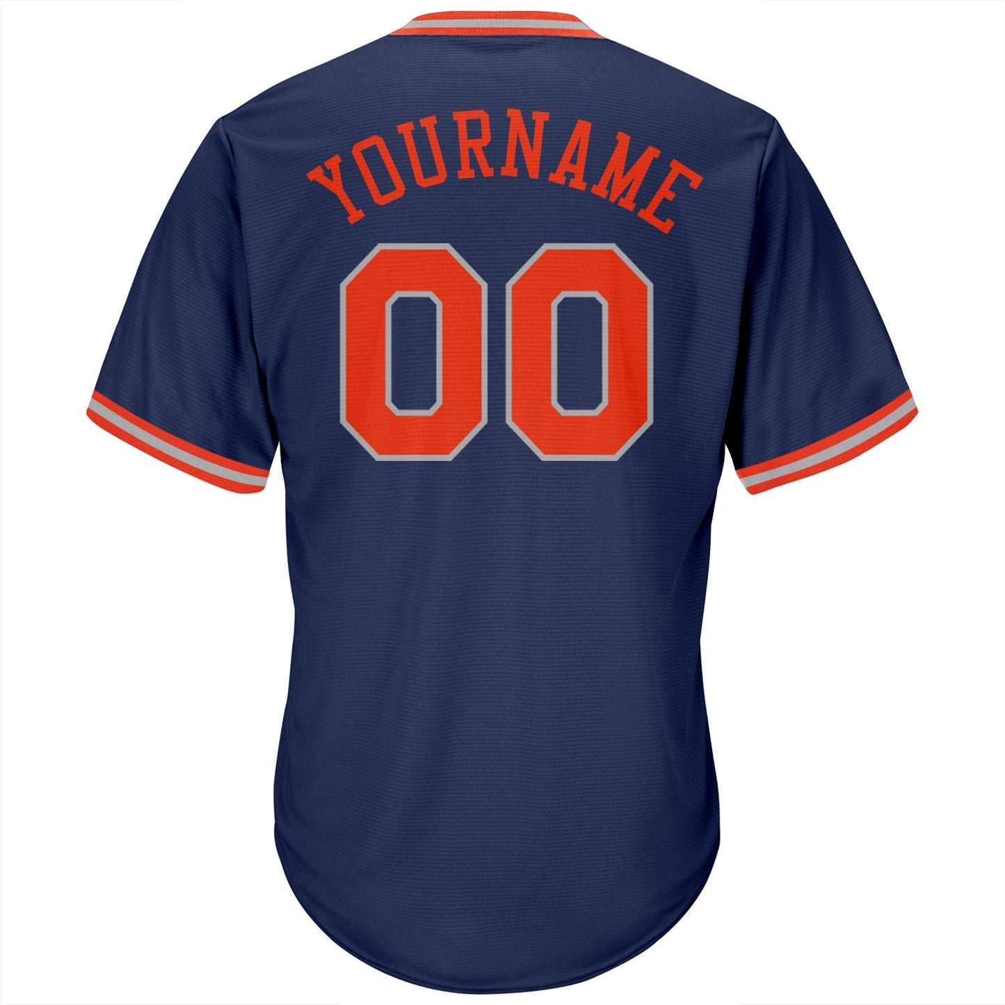 Custom Navy Orange-Gray Authentic Throwback Rib-Knit Baseball Jersey Shirt baseball jersey product view 3