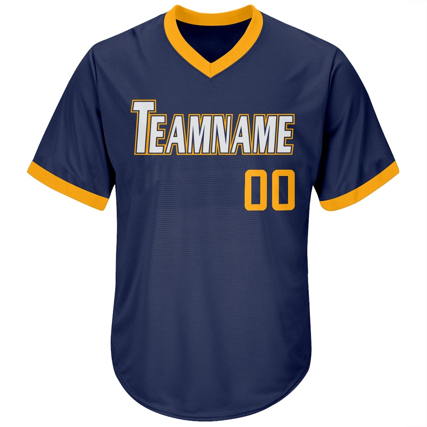 Custom Navy Gold-White Authentic Throwback Rib-Knit Baseball Jersey Shirt baseball jersey product view 2