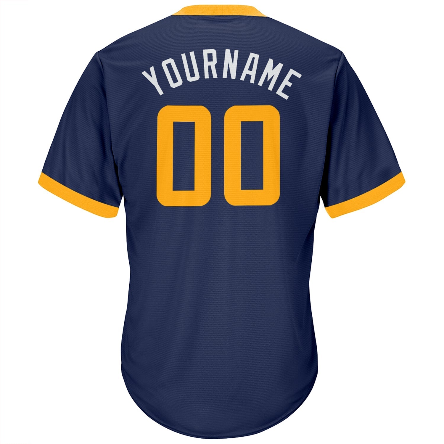 Custom Navy Gold-White Authentic Throwback Rib-Knit Baseball Jersey Shirt baseball jersey product view 3