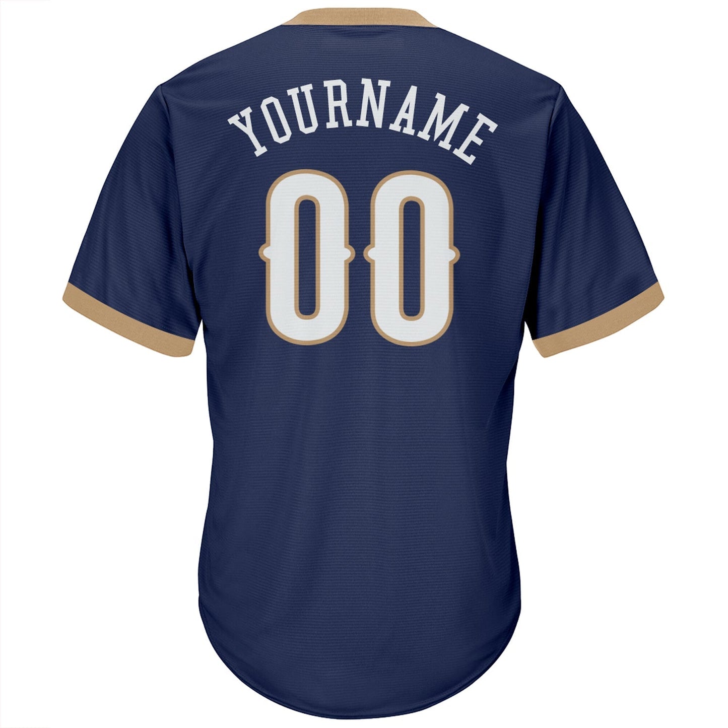 Custom Navy White-Old Gold Authentic Throwback Rib-Knit Baseball Jersey Shirt baseball jersey product view 3