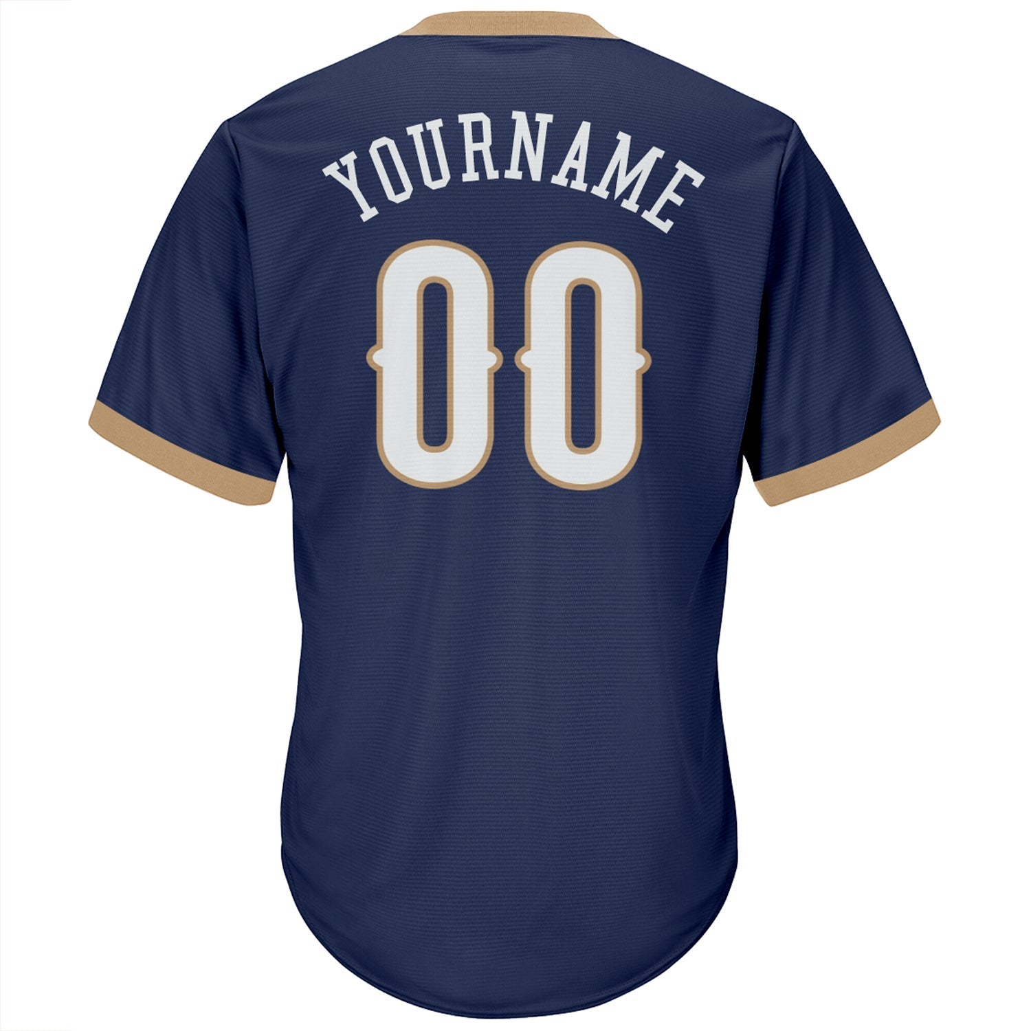 Custom Navy White-Old Gold Authentic Throwback Rib-Knit Baseball Jersey Shirt baseball jersey product view 3
