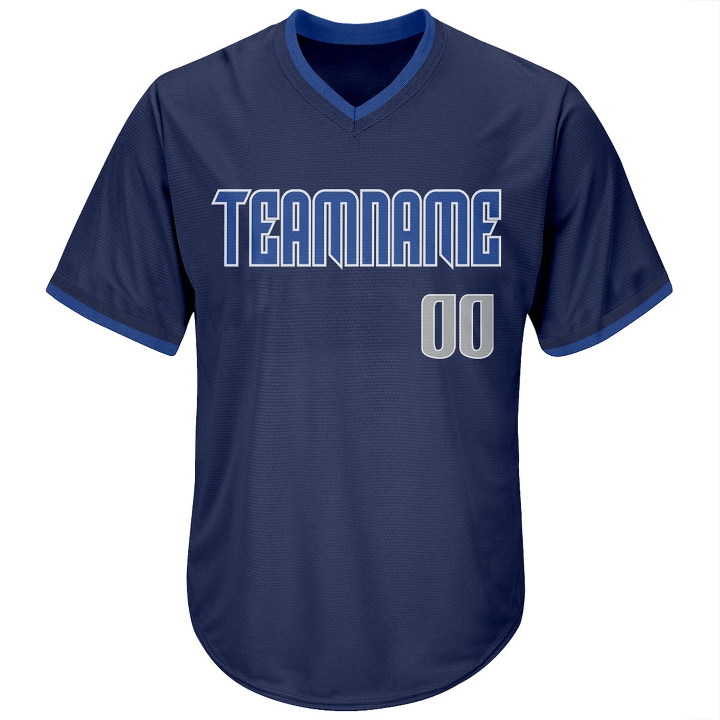 Custom Navy Gray-Blue Authentic Throwback Rib-Knit Baseball Jersey Shirt baseball jersey product view 2