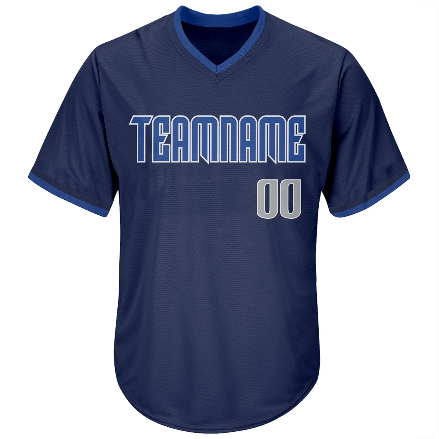 Custom Navy Gray-Blue Authentic Throwback Rib-Knit Baseball Jersey Shirt baseball jersey product view 2