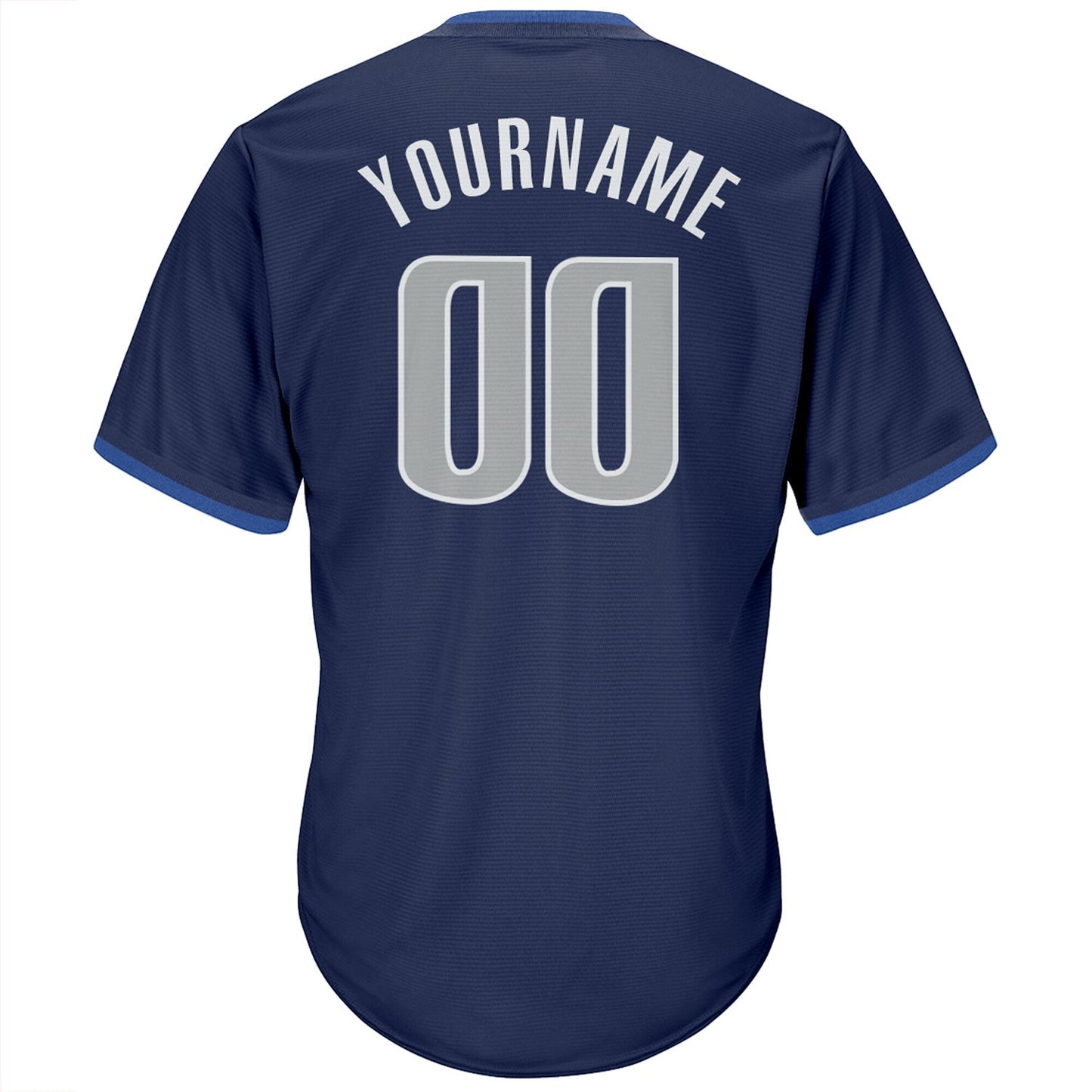Custom Navy Gray-Blue Authentic Throwback Rib-Knit Baseball Jersey Shirt baseball jersey product view 3
