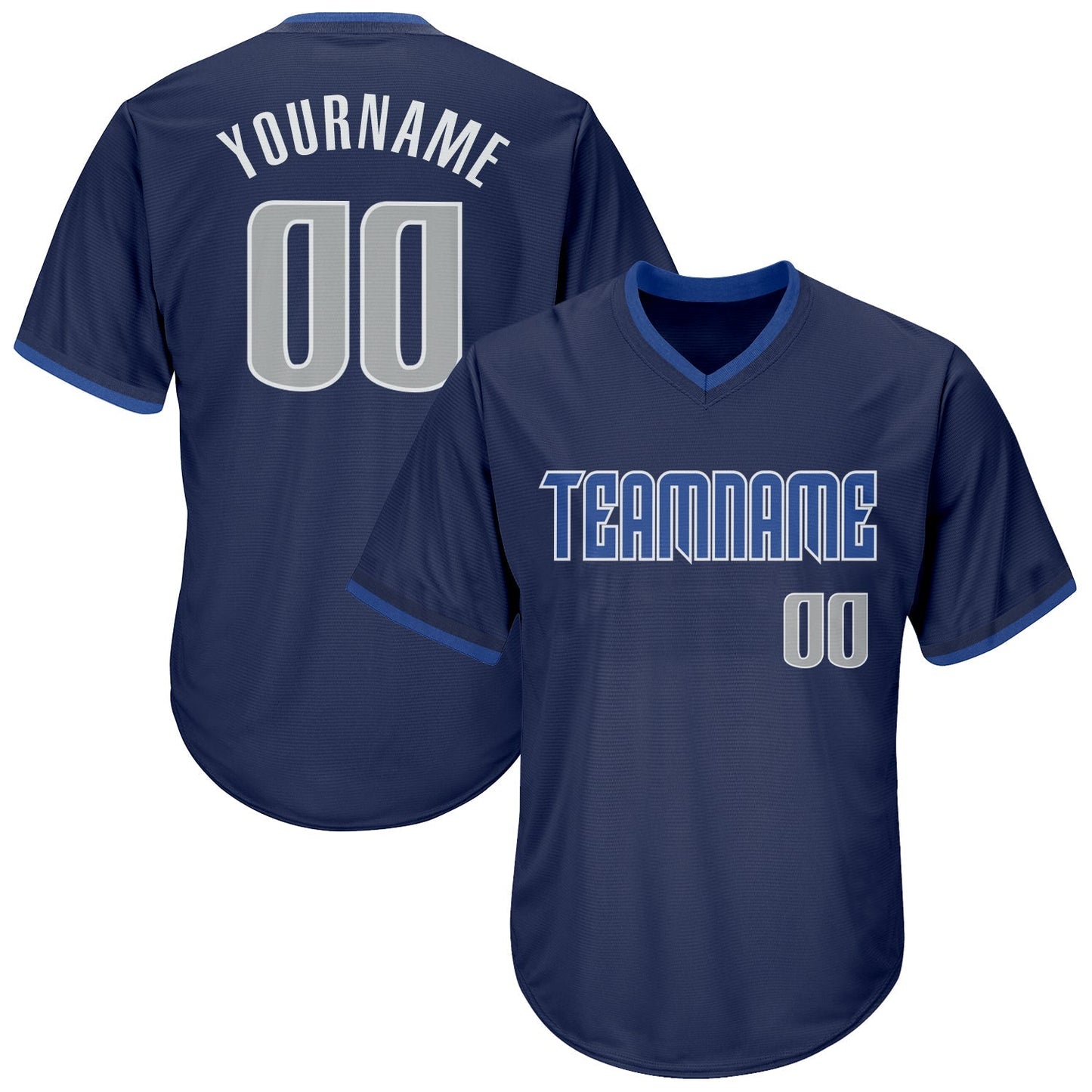Custom Navy Gray-Blue Authentic Throwback Rib-Knit Baseball Jersey Shirt baseball jersey product view 1