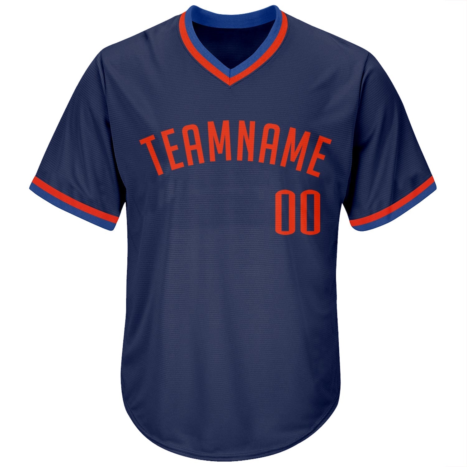 Custom Navy Orange-Blue Authentic Throwback Rib-Knit Baseball Jersey Shirt baseball jersey product view 2
