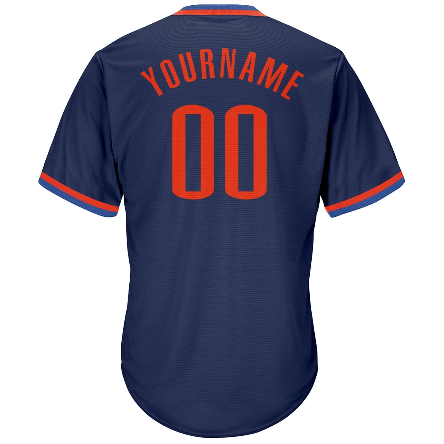 Custom Navy Orange-Blue Authentic Throwback Rib-Knit Baseball Jersey Shirt baseball jersey product view 3