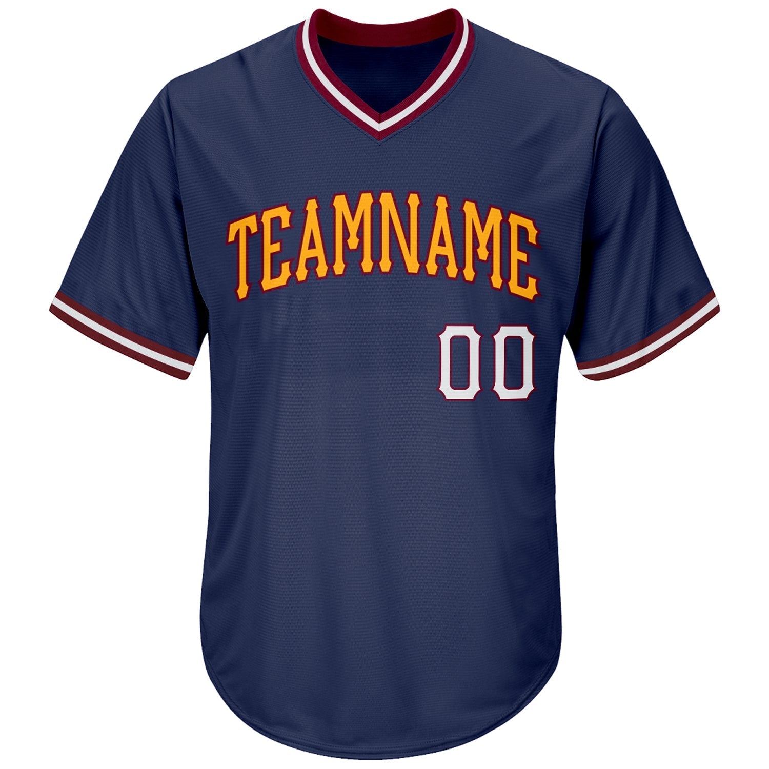 Custom Navy White-Gold Authentic Throwback Rib-Knit Baseball Jersey Shirt baseball jersey product view 2