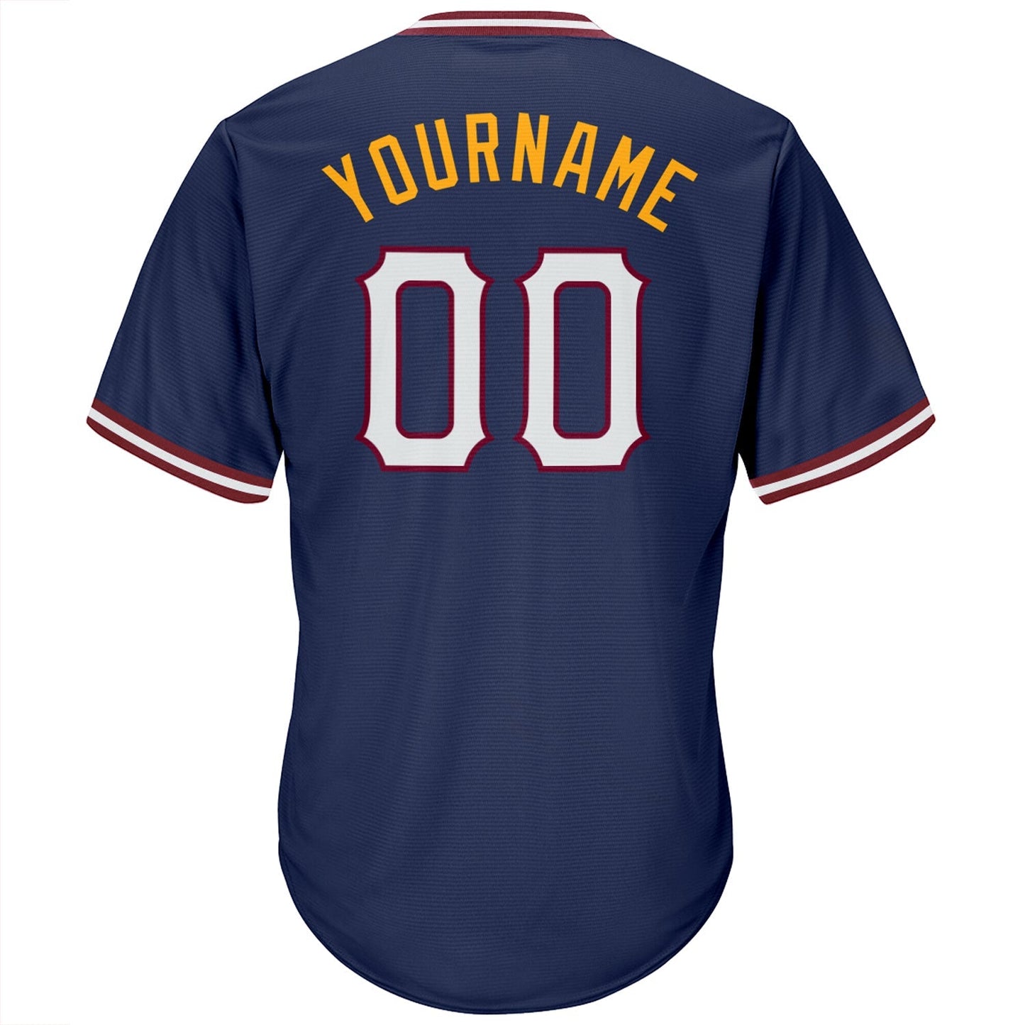 Custom Navy White-Gold Authentic Throwback Rib-Knit Baseball Jersey Shirt baseball jersey product view 3