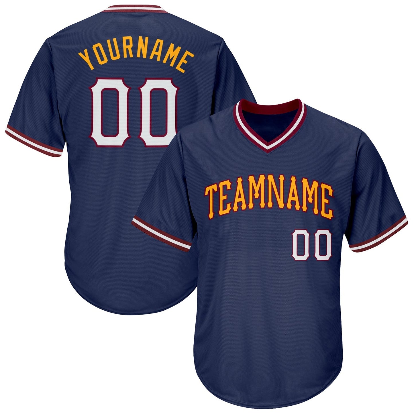 Custom Navy White-Gold Authentic Throwback Rib-Knit Baseball Jersey Shirt baseball jersey product view 1