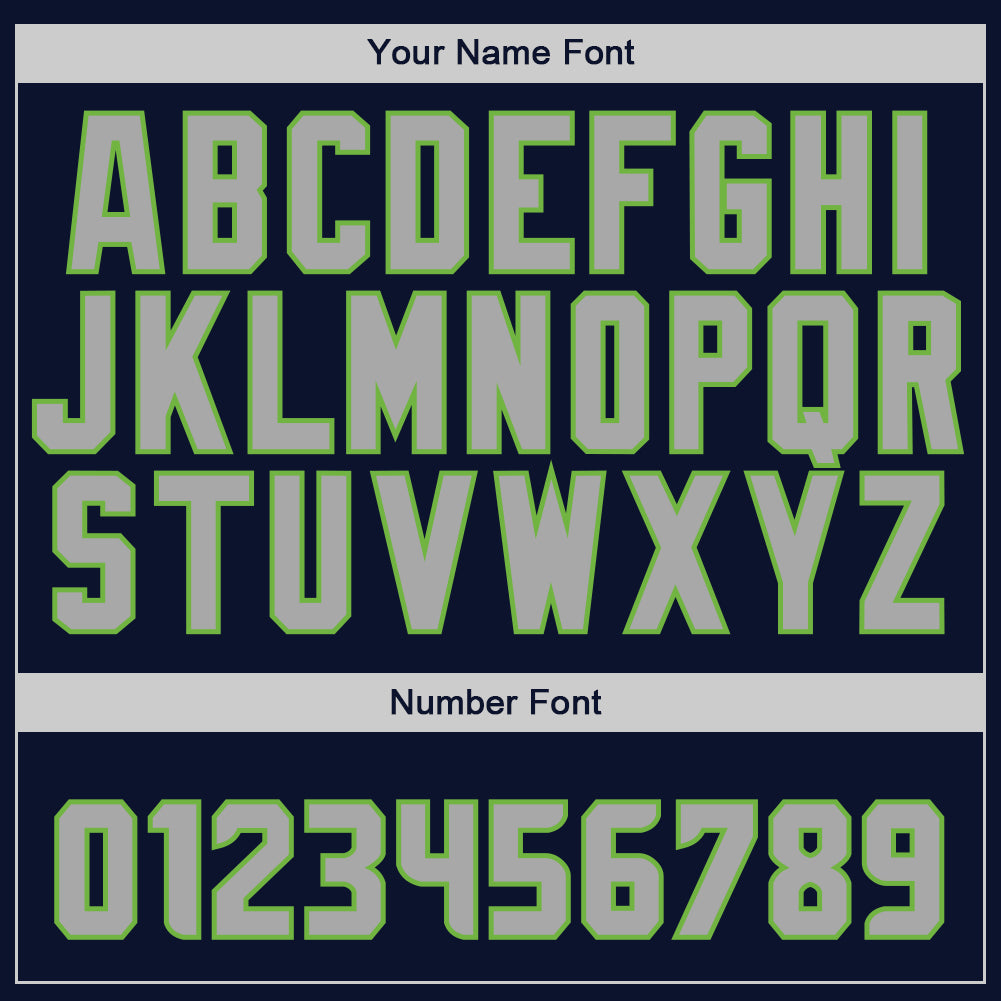 Custom Navy Gray-Neon Green Authentic Baseball Jersey Jersey baseball jersey product view 4