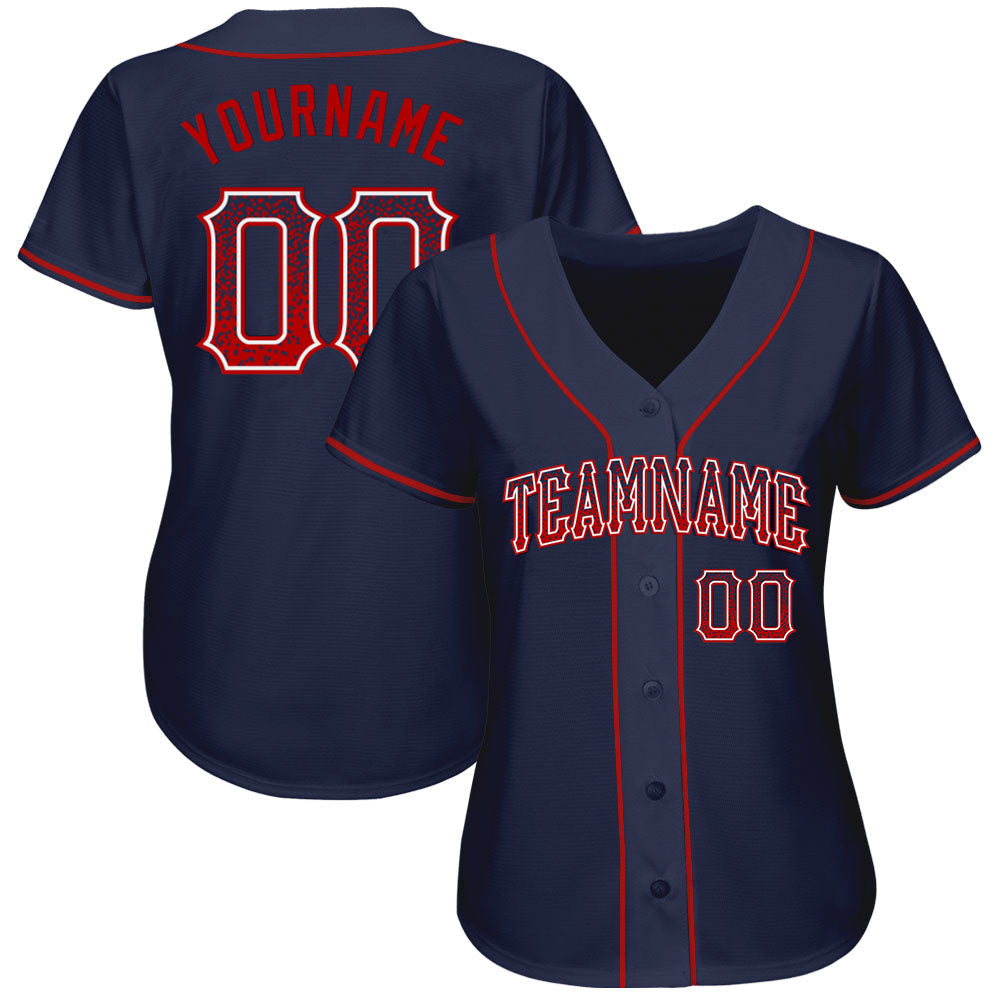 Custom Navy Red-White Authentic Drift Fashion Baseball Jersey baseball jersey product view 2