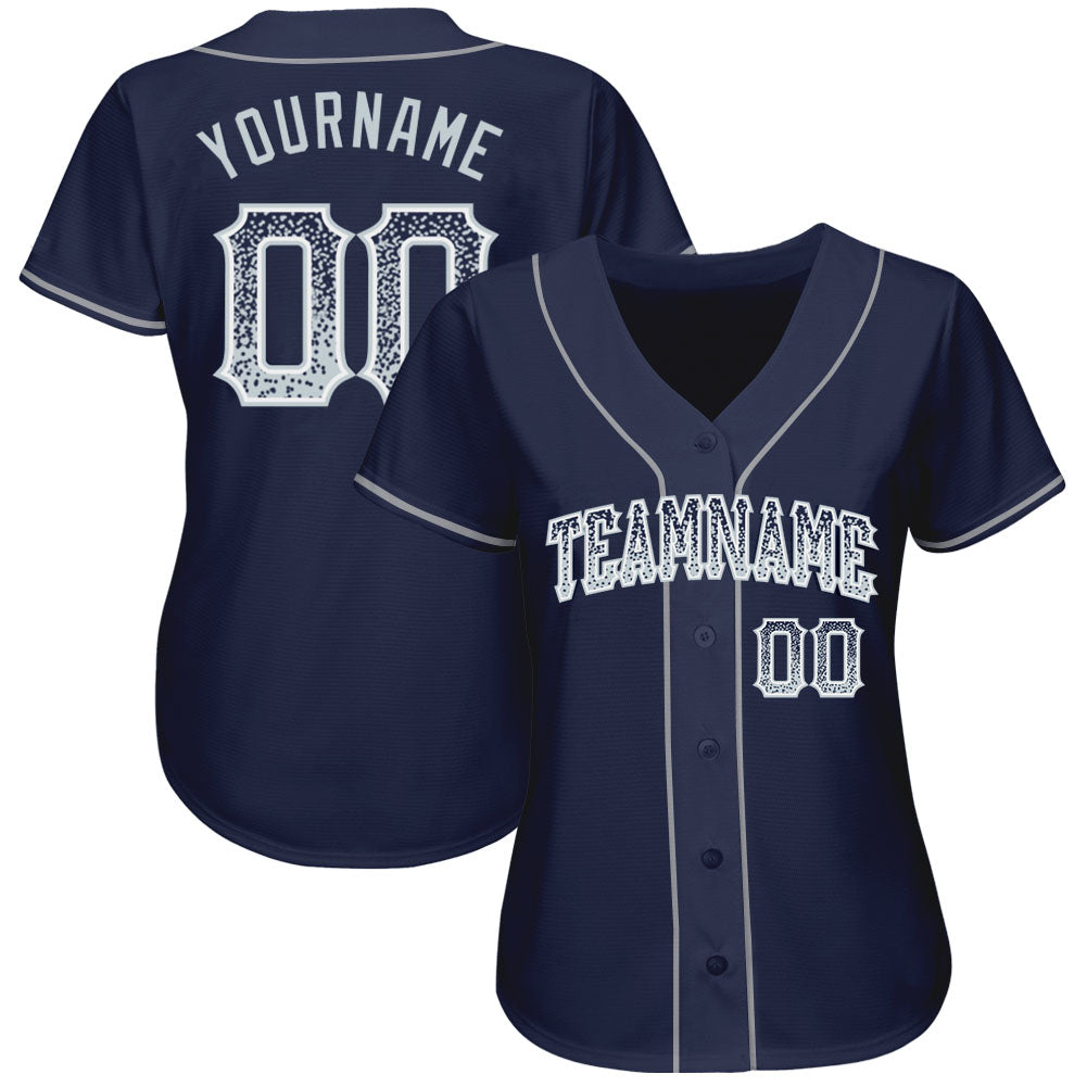 Custom Navy Silver-White Authentic Drift Fashion Baseball Jersey baseball jersey product view 2