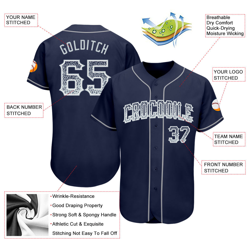 Custom Navy Silver-White Authentic Drift Fashion Baseball Jersey baseball jersey product view 3