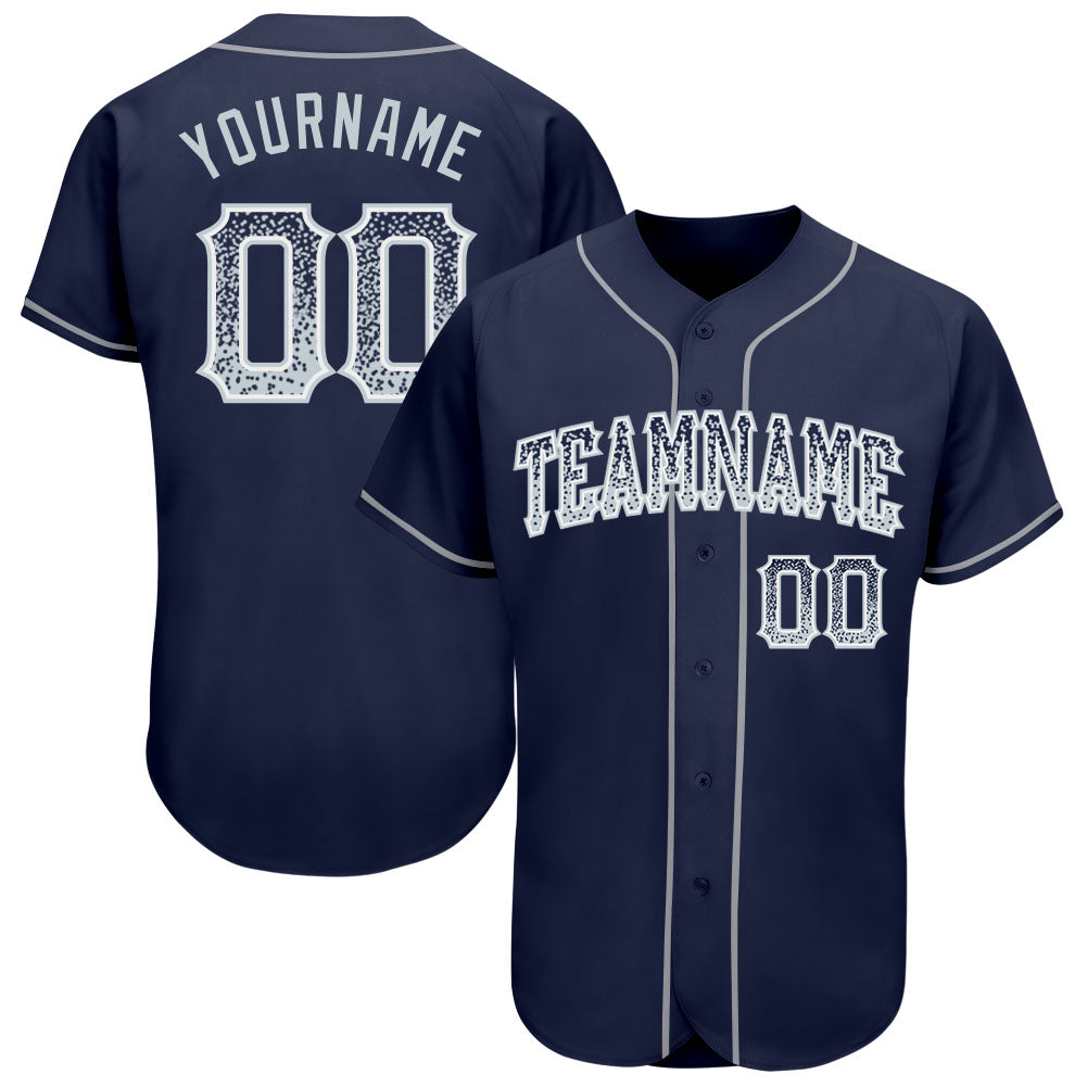 Custom Navy Silver-White Authentic Drift Fashion Baseball Jersey baseball jersey product view 1