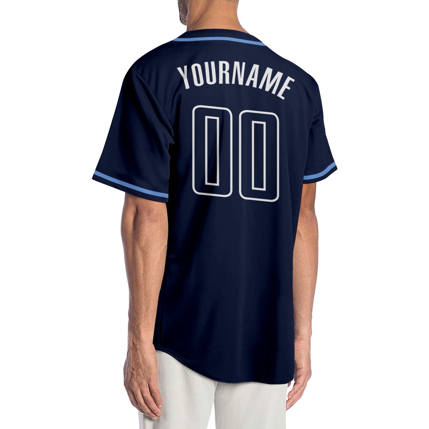 Custom Navy Navy-Light Blue Authentic Baseball Jersey baseball jersey product view 2