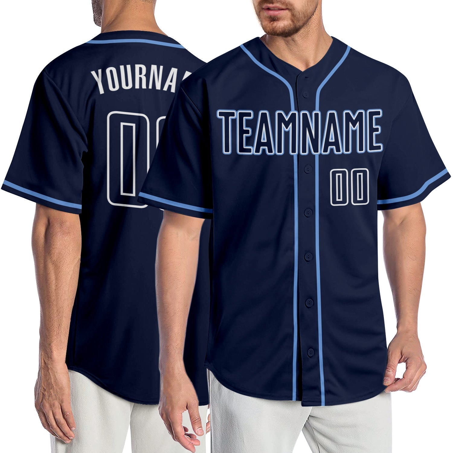Custom Navy Navy-Light Blue Authentic Baseball Jersey baseball jersey product view 1