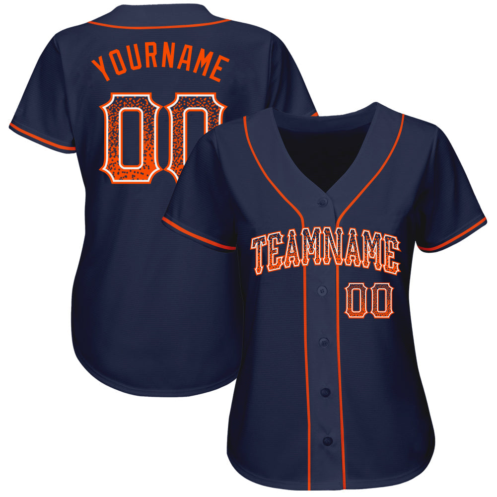 Custom Navy Orange-White Authentic Drift Fashion Baseball Jersey baseball jersey product view 2