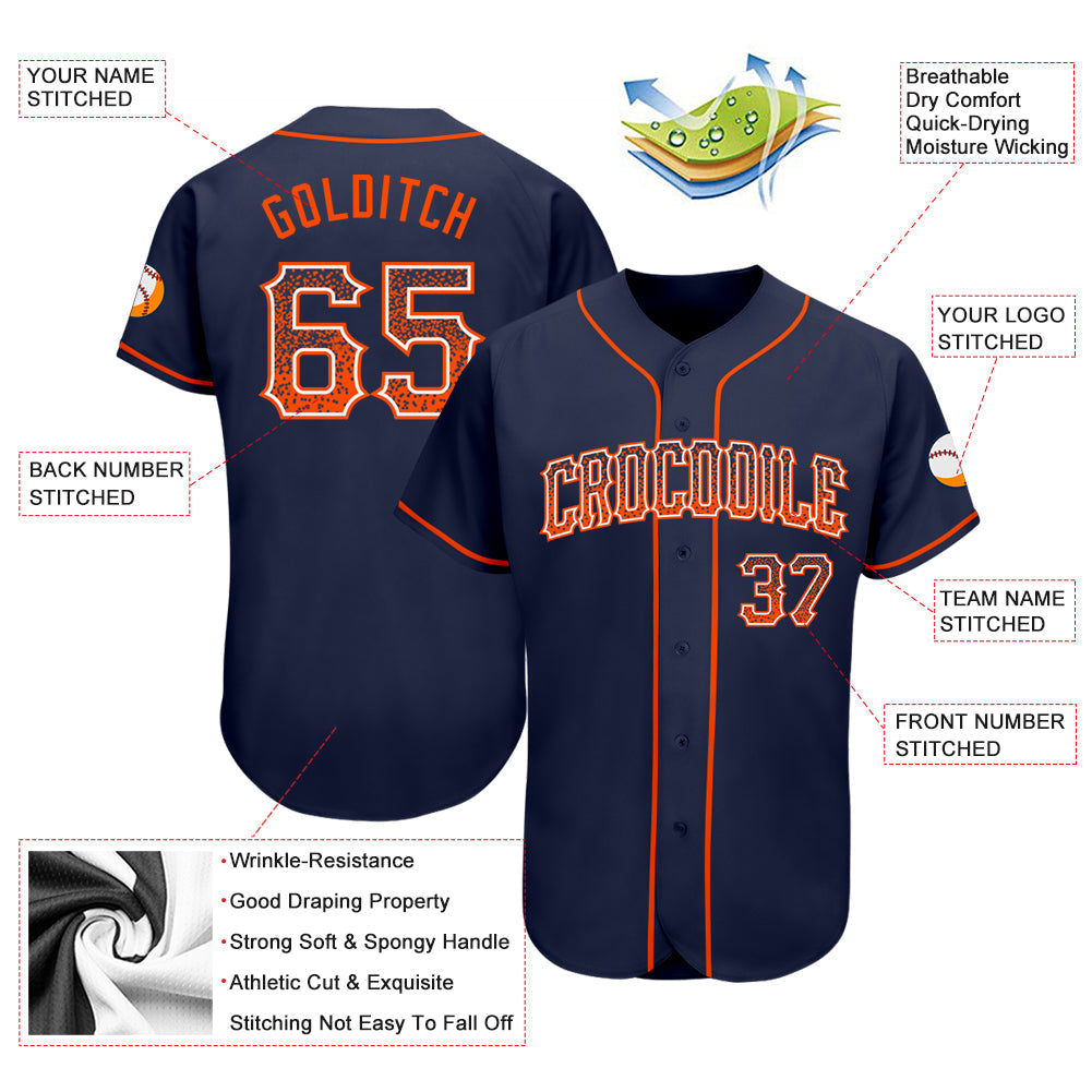Custom Navy Orange-White Authentic Drift Fashion Baseball Jersey baseball jersey product view 3