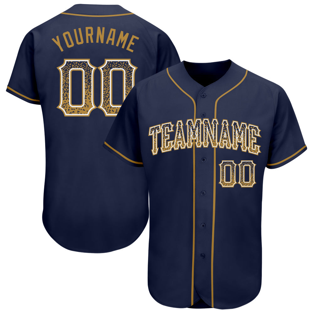 Custom Navy Old Gold-White Authentic Drift Fashion Baseball Jersey baseball jersey product view 1