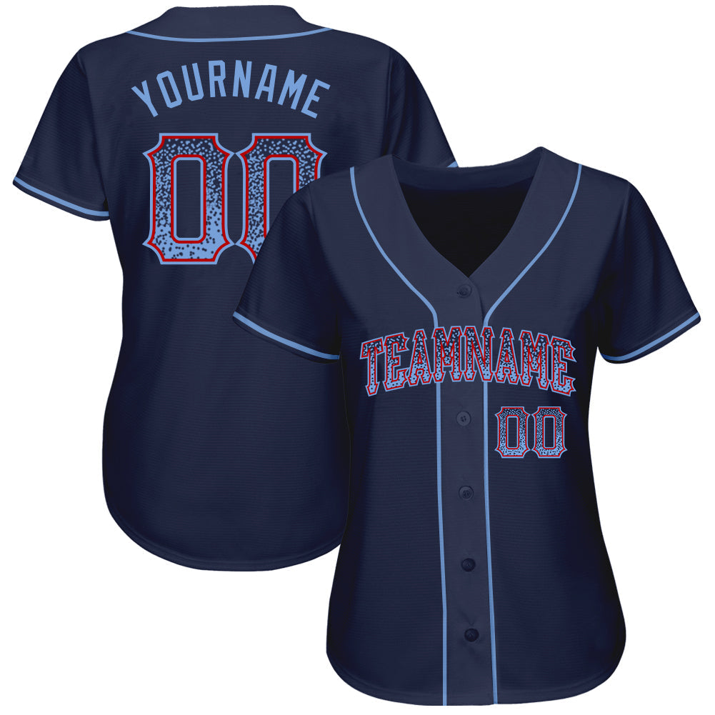 Custom Navy Light Blue-Red Authentic Drift Fashion Baseball Jersey baseball jersey product view 2