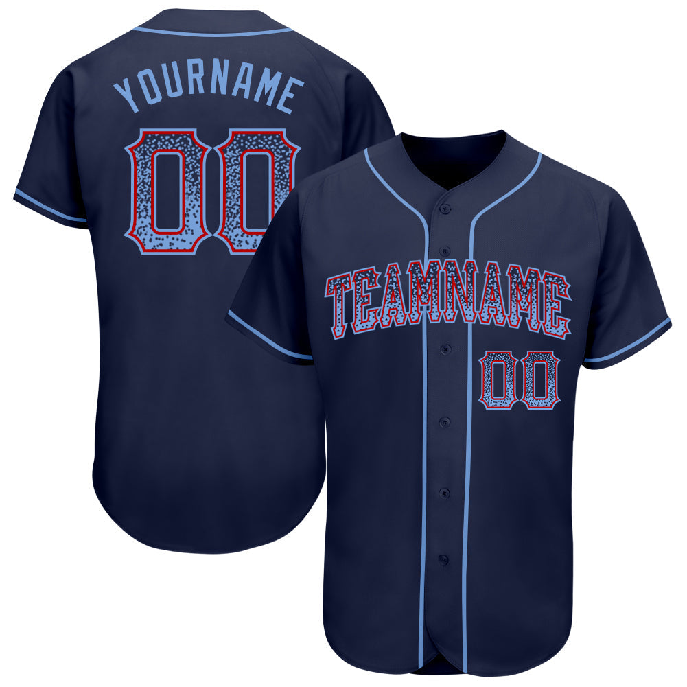 Custom Navy Light Blue-Red Authentic Drift Fashion Baseball Jersey baseball jersey product view 1