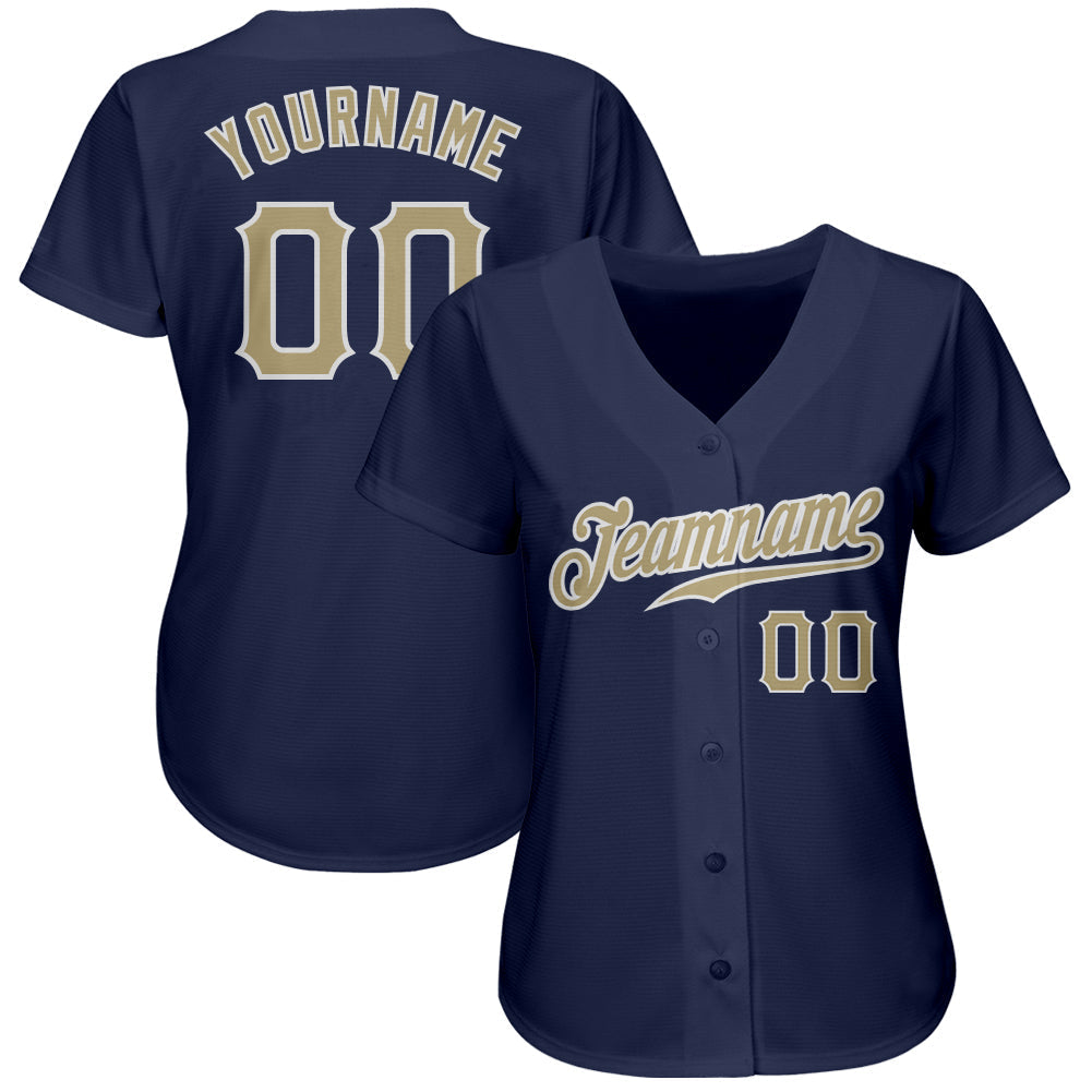 Custom Navy Vegas Gold-White Authentic Baseball Jersey baseball jersey product view 3