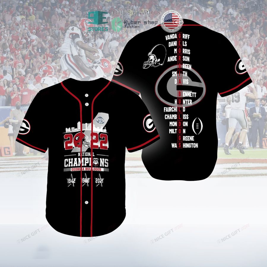 BEST NCAA Georgia Bulldogs 2022 National Champions Black Baseball Jersey baseball jersey product view 1