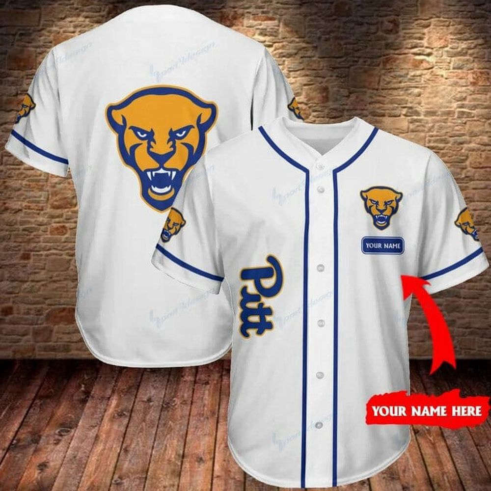 NCAA Pittsburgh Panthers Custom Name White Baseball Jersey Unisex Shirt, Gift For Men And Women - Aopprinter baseball jersey product view 3