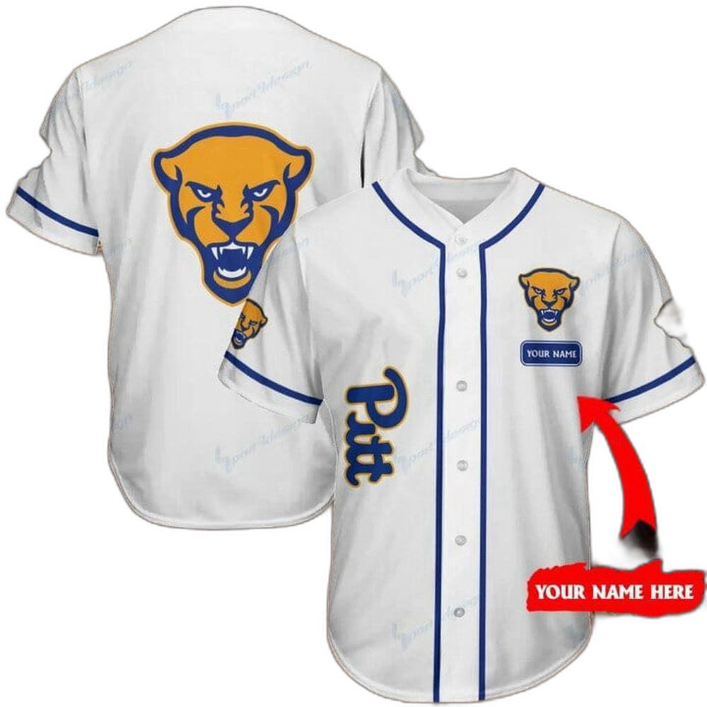 NCAA Pittsburgh Panthers Custom Name White Baseball Jersey Unisex Shirt, Gift For Men And Women baseball jersey product view 1