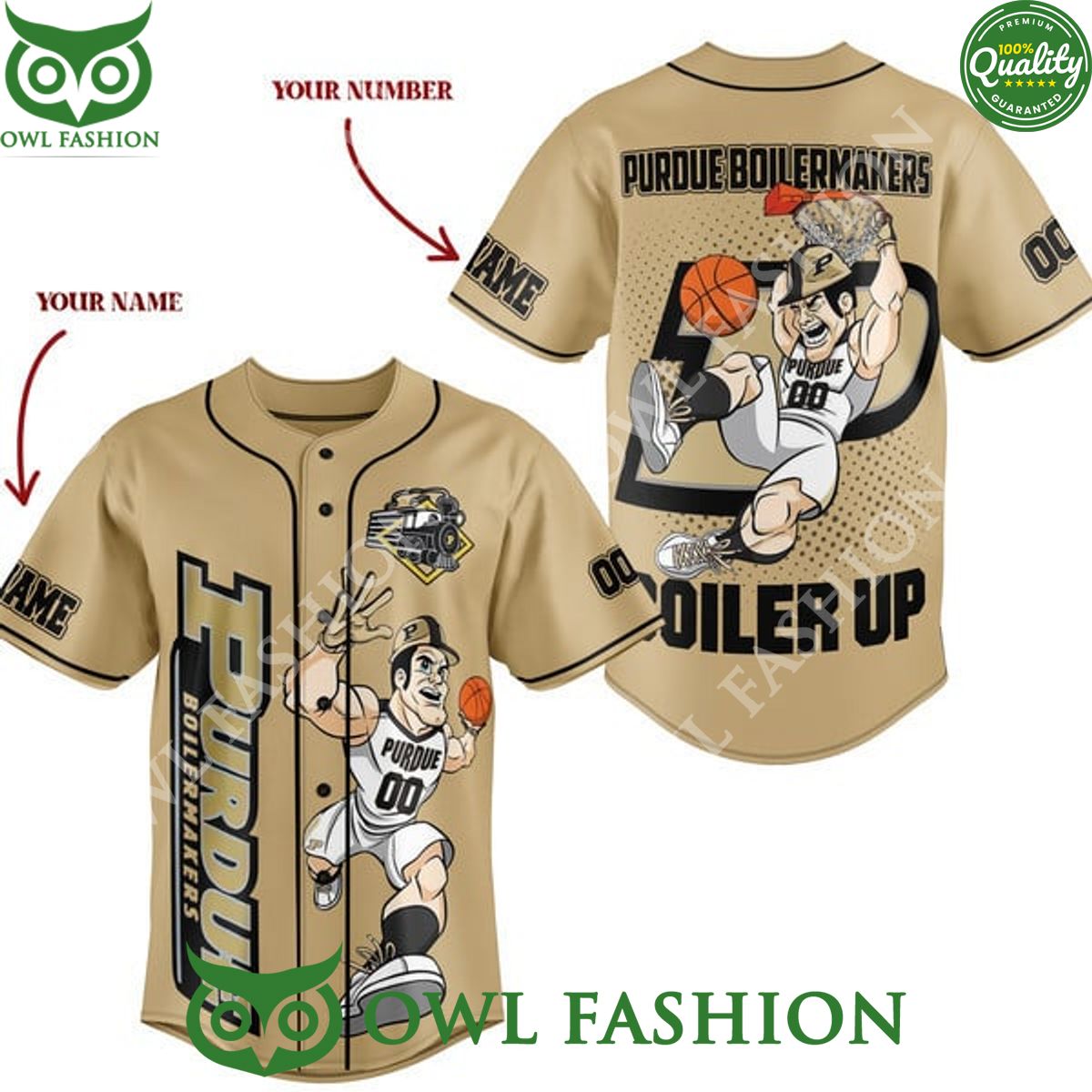 NCAA Purdue Boilermakers basketball Boiler up Custom Name and number baseball jersey baseball jersey product view 1