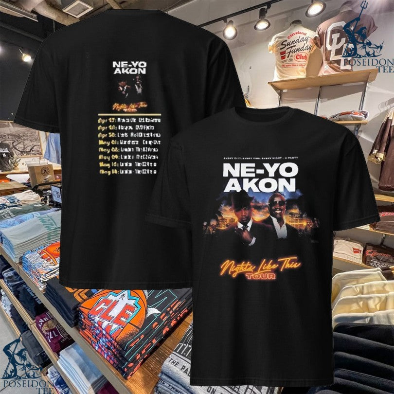 Ne-yo Akon Nights Like This Tour 2026 T-shirt Unisex T-shirt, Sweatshirt, Hoodie, Long Sleeve Tee - T-Shirt, Sweatshirt, Hoodie