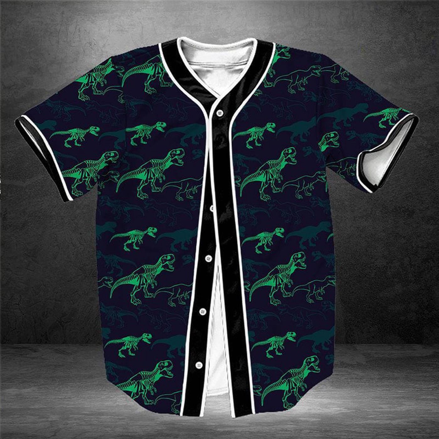 Neon Dinosaur Baseball Tee Jersey Shirt Printed 3d - Gift for Men Women - lylyprint.com baseball jersey product view 2