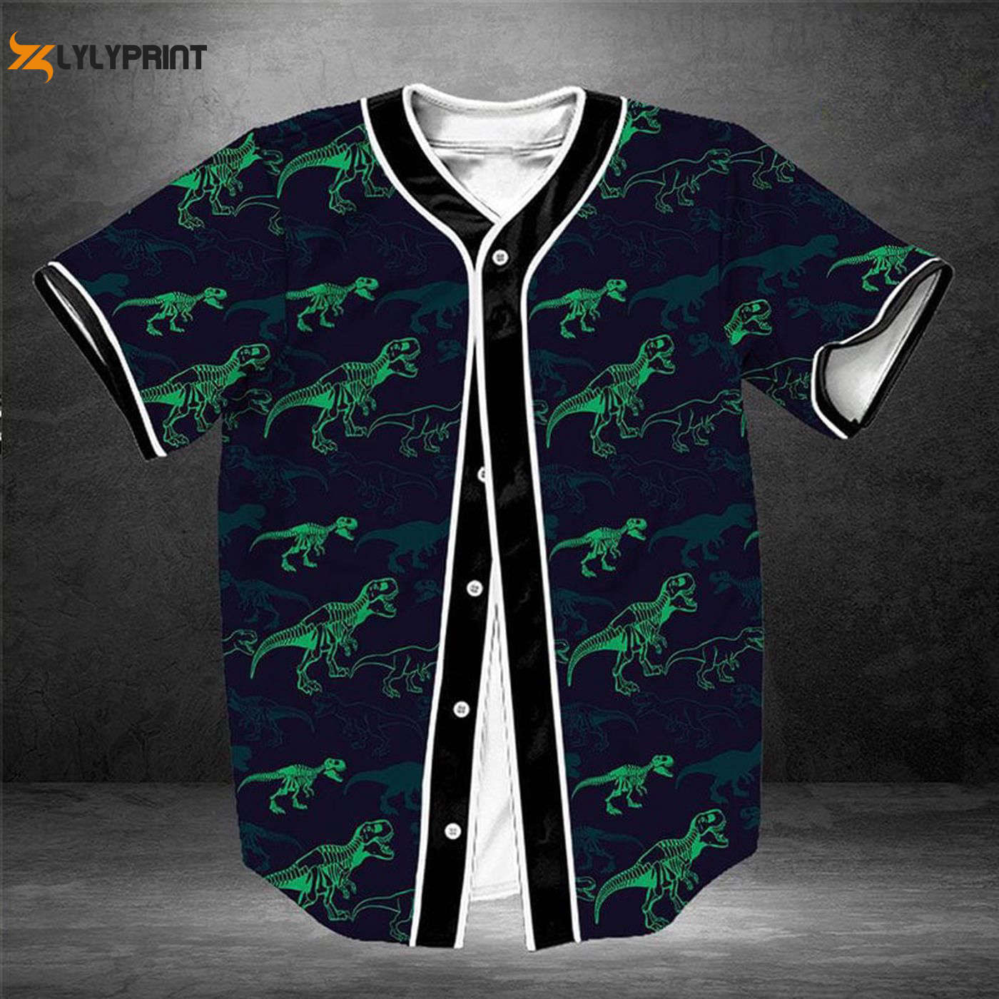 Neon Dinosaur Baseball Tee Jersey Shirt Printed 3d - Gift for Men Women - lylyprint.com baseball jersey product view 1