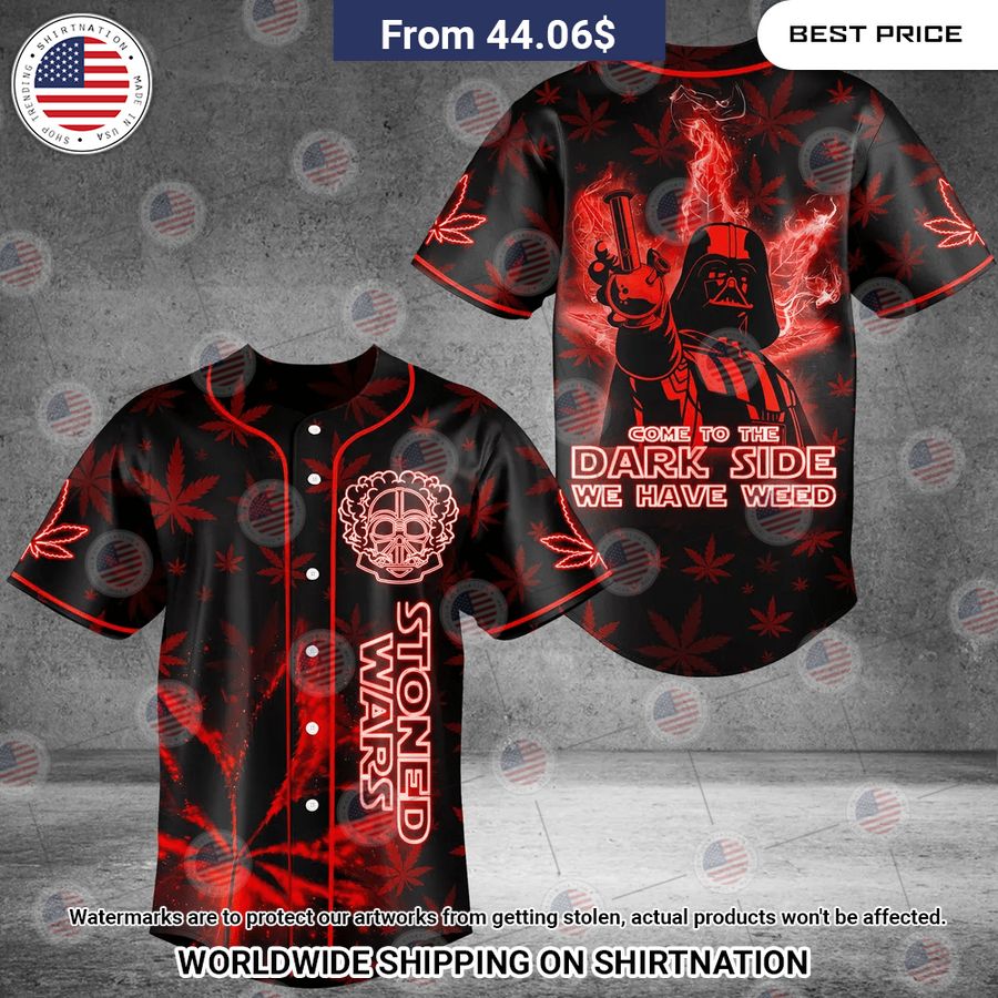 Neon Marijuana Starwars Darth Vader Baseball Jersey baseball jersey product view 1
