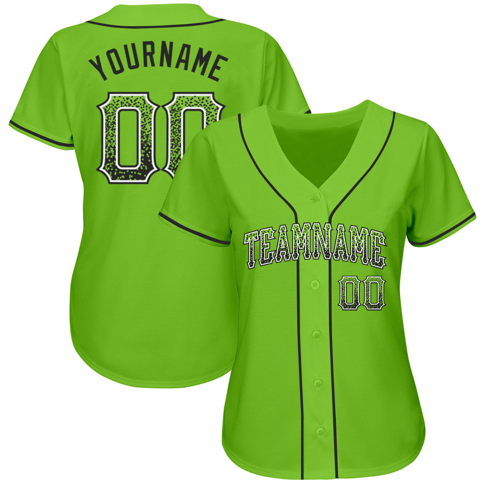 Custom Neon Green Black-White Authentic Drift Fashion Baseball Jersey baseball jersey product view 2