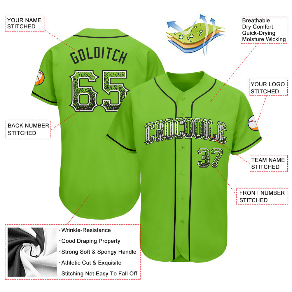 Custom Neon Green Black-White Authentic Drift Fashion Baseball Jersey baseball jersey product view 3