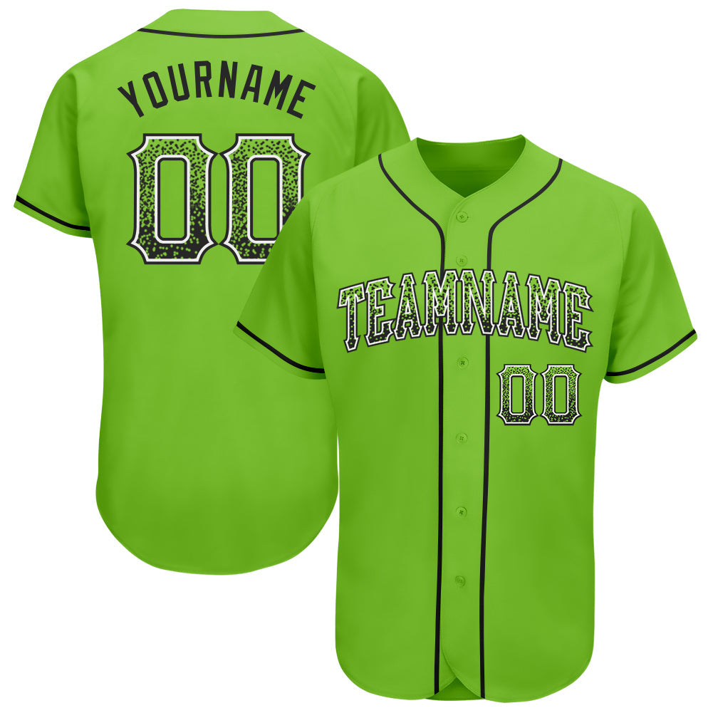 Custom Neon Green Black-White Authentic Drift Fashion Baseball Jersey baseball jersey product view 1