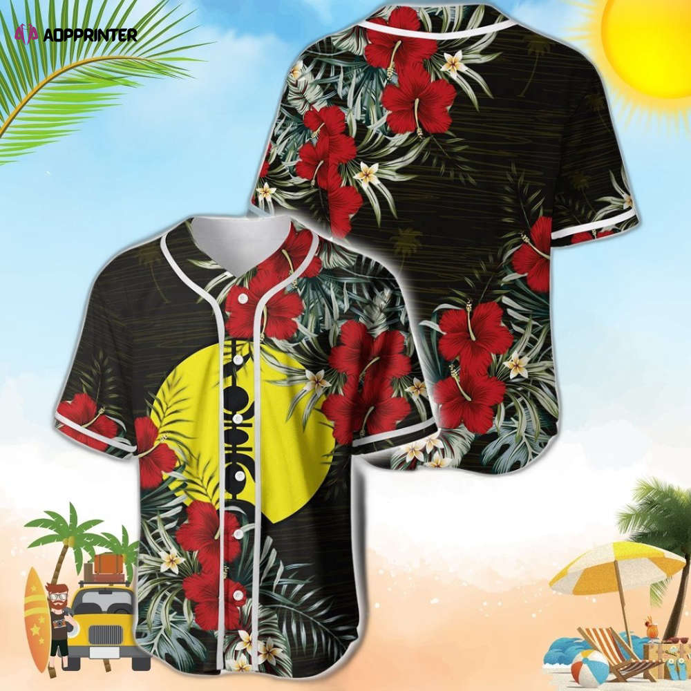 New Caledonia Flag Hibiscus Baseball Jersey: Vibrant Design for Fans - Aopprinter baseball jersey product view 1