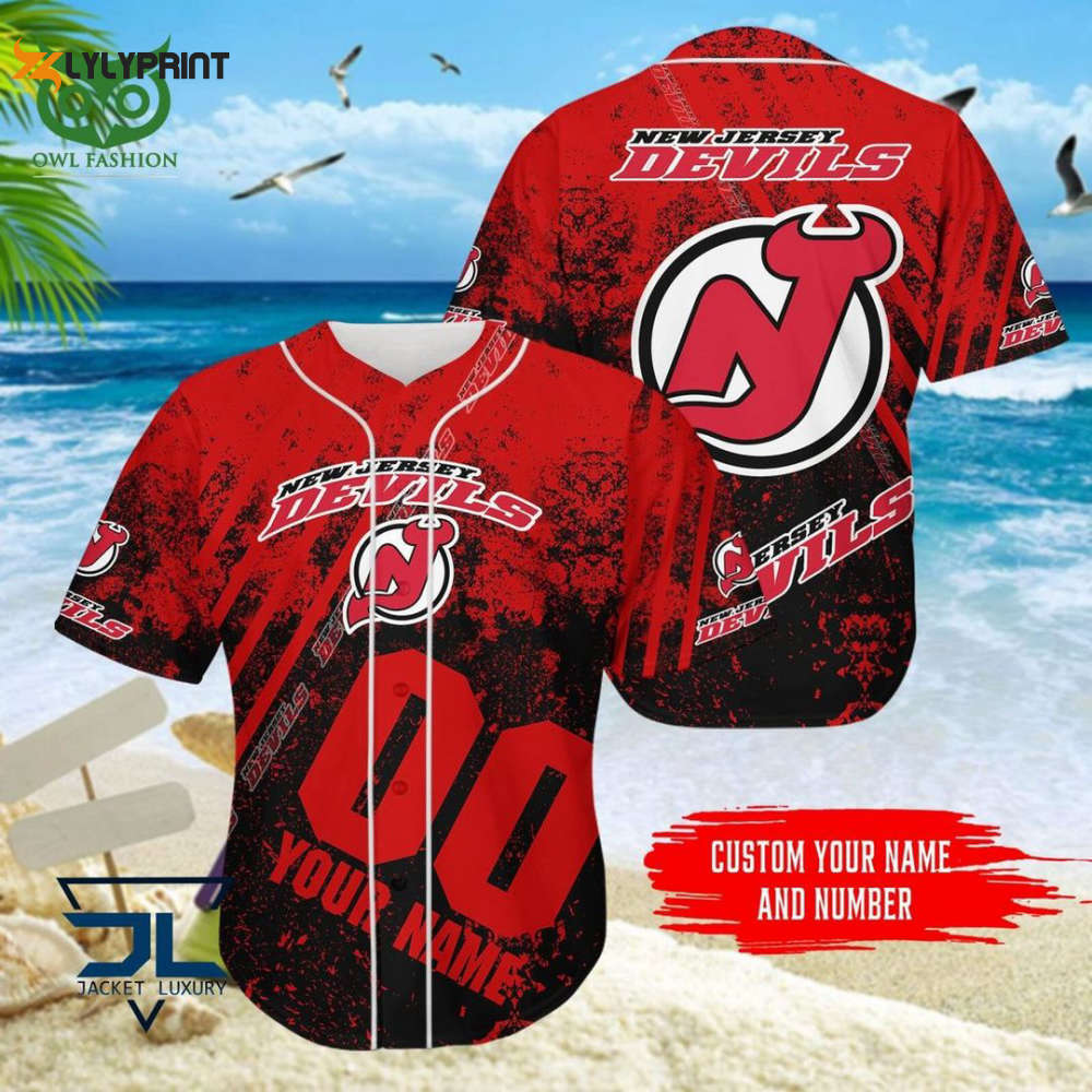 New Jersey Devils Baseball Jersey BJ0038 - lylyprint.com baseball jersey product view 1