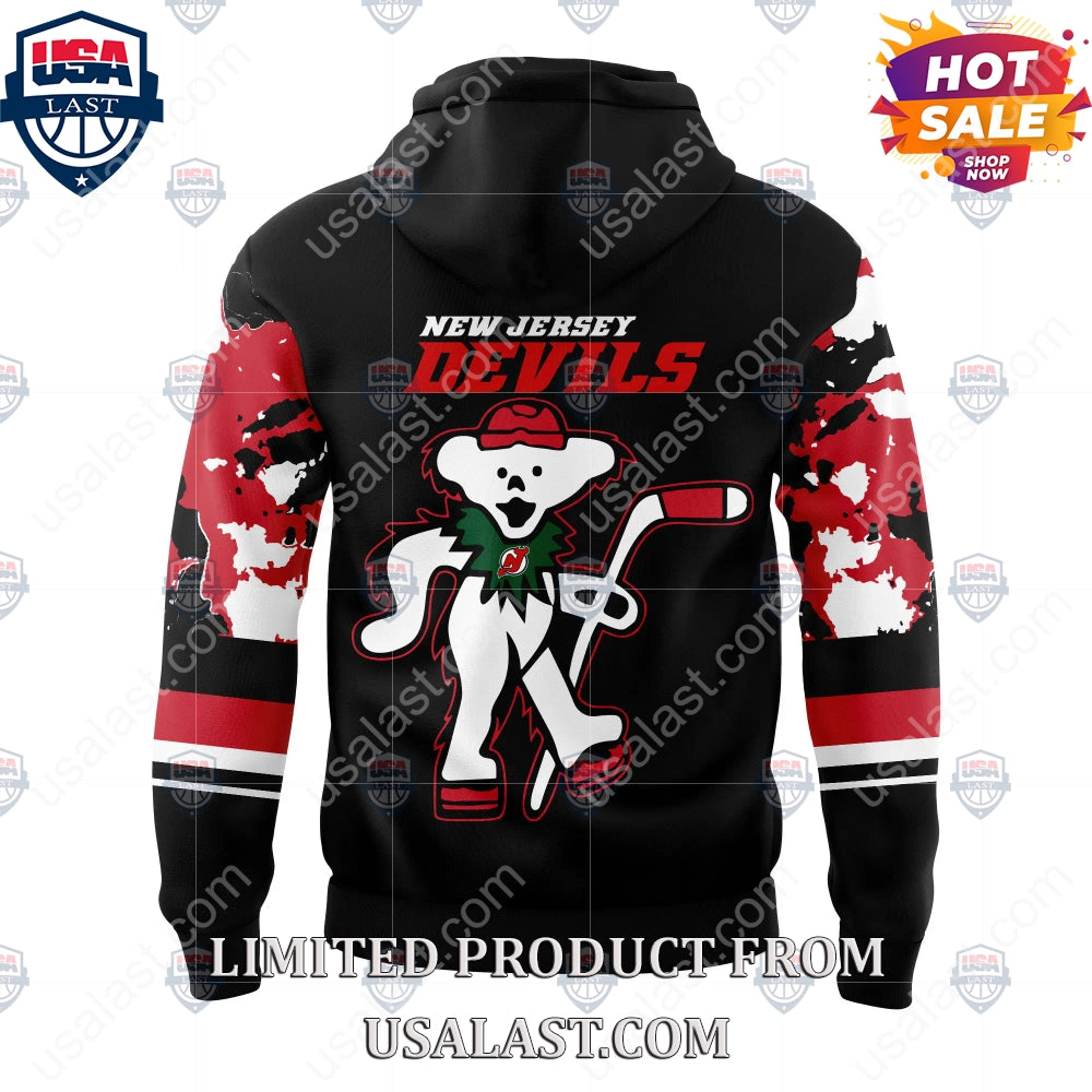 New Jersey Devils NHL Grateful Dead Night Peanuts Hoodie hockey jersey product view 3