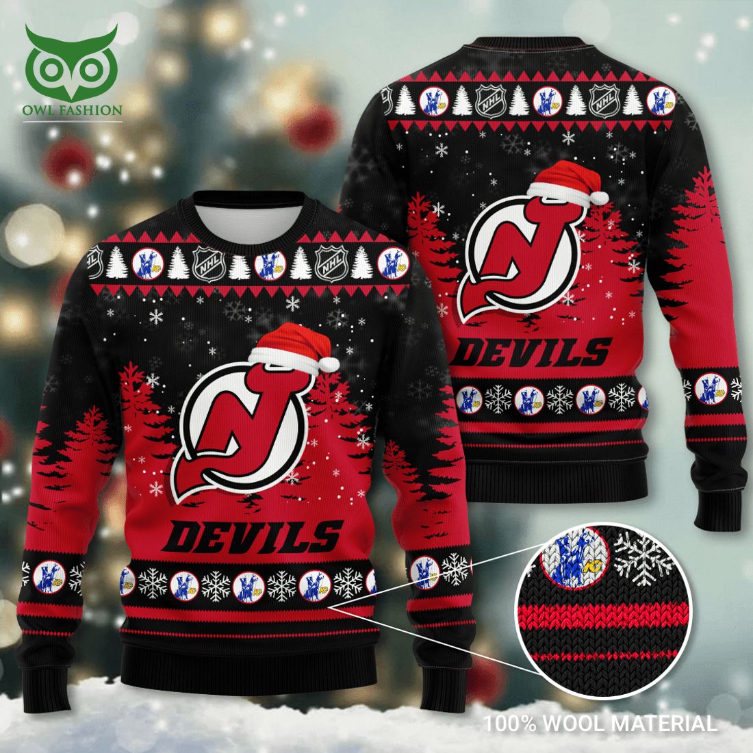 New Jersey Devils NHL Ice Hockey 3D Ugly Sweater hockey jersey product view 1