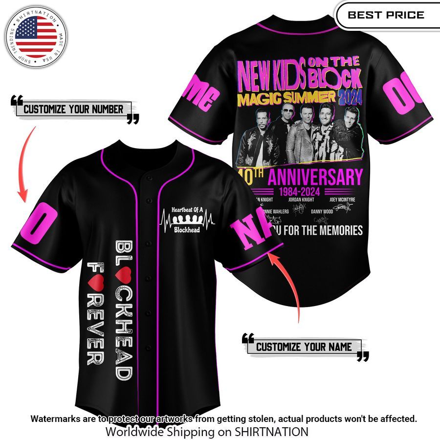 New Kids on the Block 40th Anniversary Custom Baseball Jersey baseball jersey product view 1