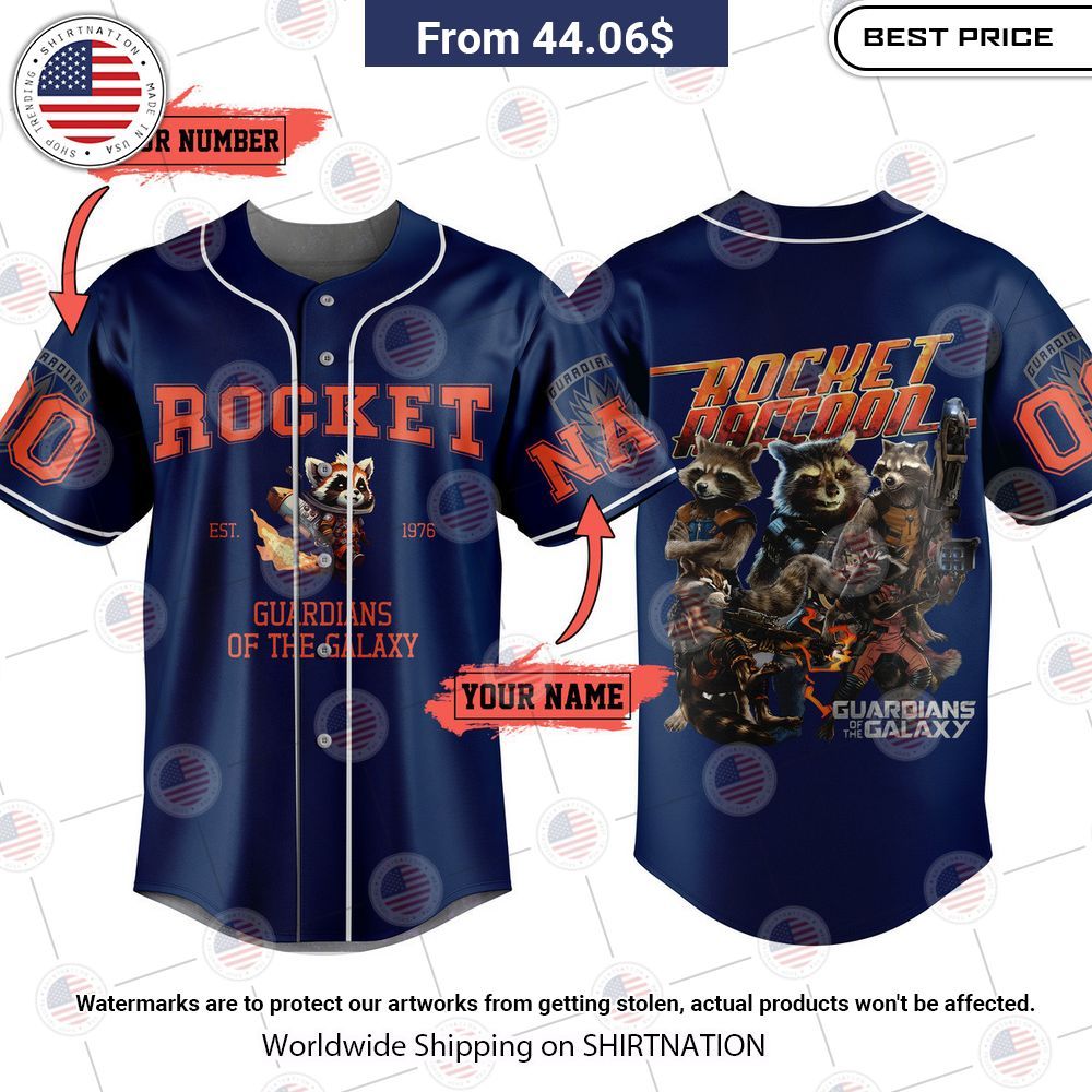 NEW Rocket Raccoon Baseball Jerseys baseball jersey product view 1