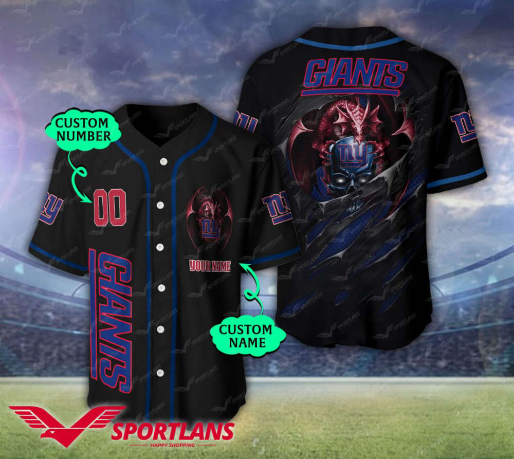 New York Giants Personalized Baseball Jersey BJ0186 - lylyprint.com baseball jersey product view 2